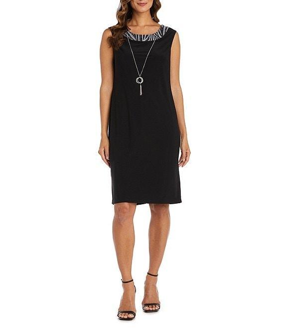 R & M Richards Crew Neck Metallic Jacquard 2-Piece Jacket Dress Product Image