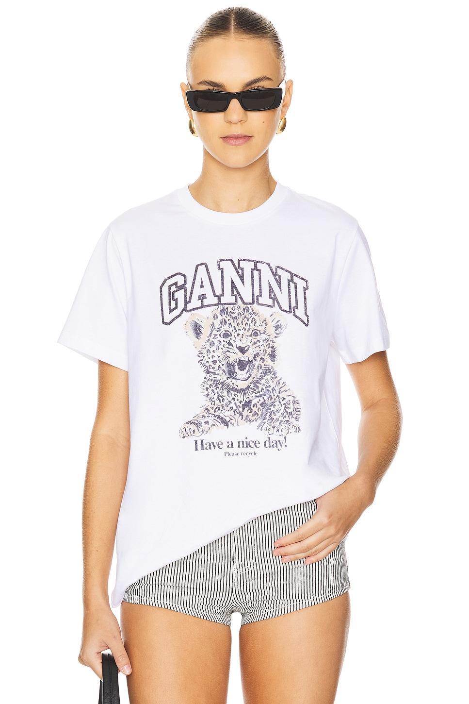 Basic Jersey Leopard Relaxed T-Shirt Ganni Product Image