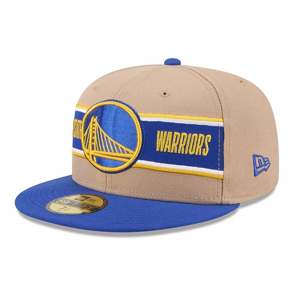 Men's New Era Tan/Royal Golden State Warriors 2024 NBA Draft 59FIFTY Fitted Hat,  Product Image