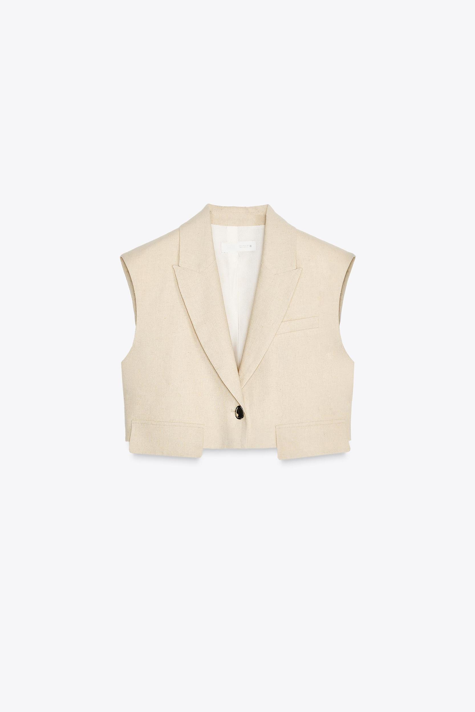 LINEN BLEND SHORT VEST Product Image