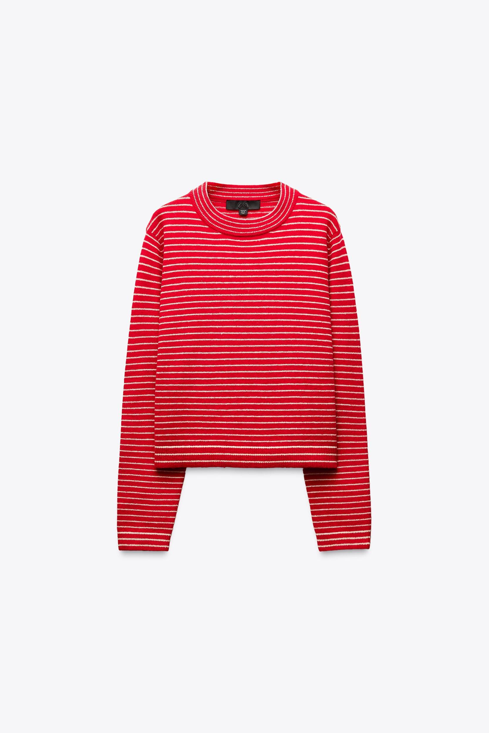 SHORT STRIPED KNIT SWEATER Product Image