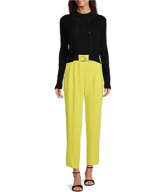 BOSS by Hugo Boss Fahara Solid Knit Crew Neck Button Front Cardigan Product Image