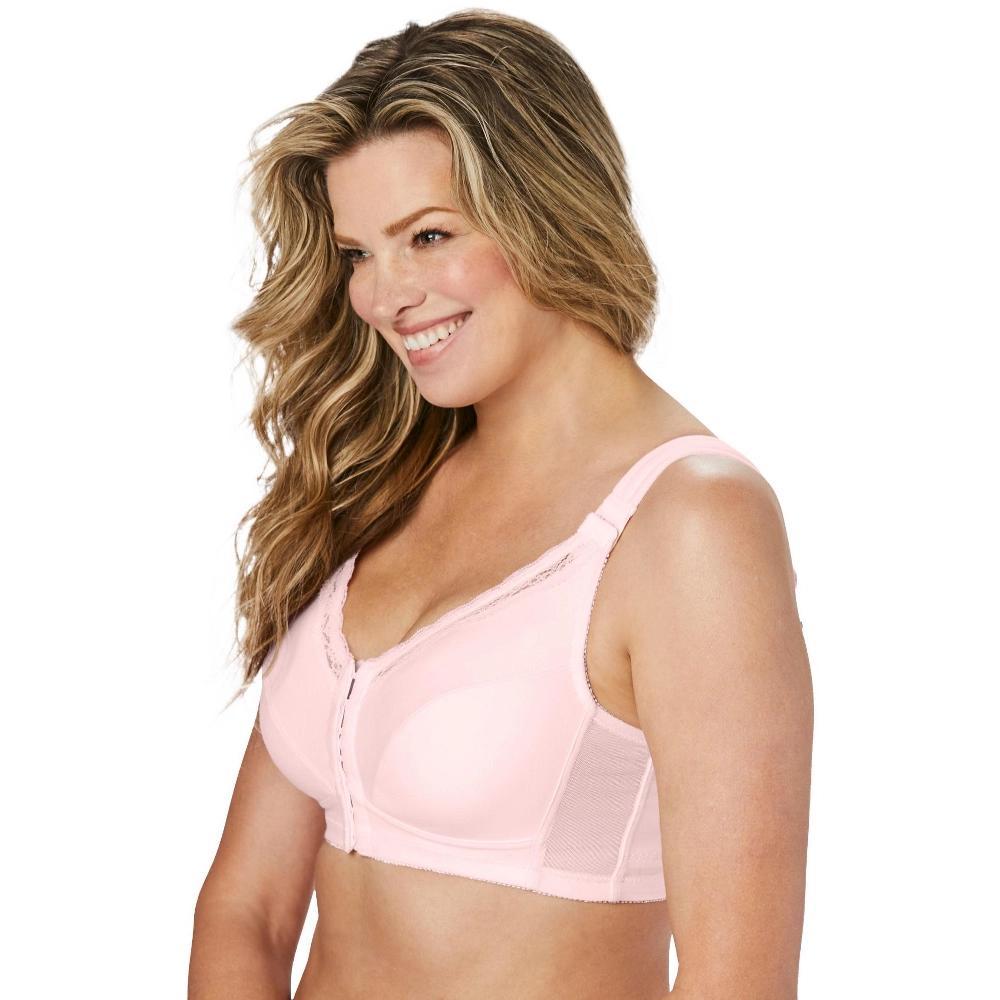 Comfort Choice Women's Plus Size Front-Close Cotton Wireless Posture Bra - 42 G, Shell Pink Product Image