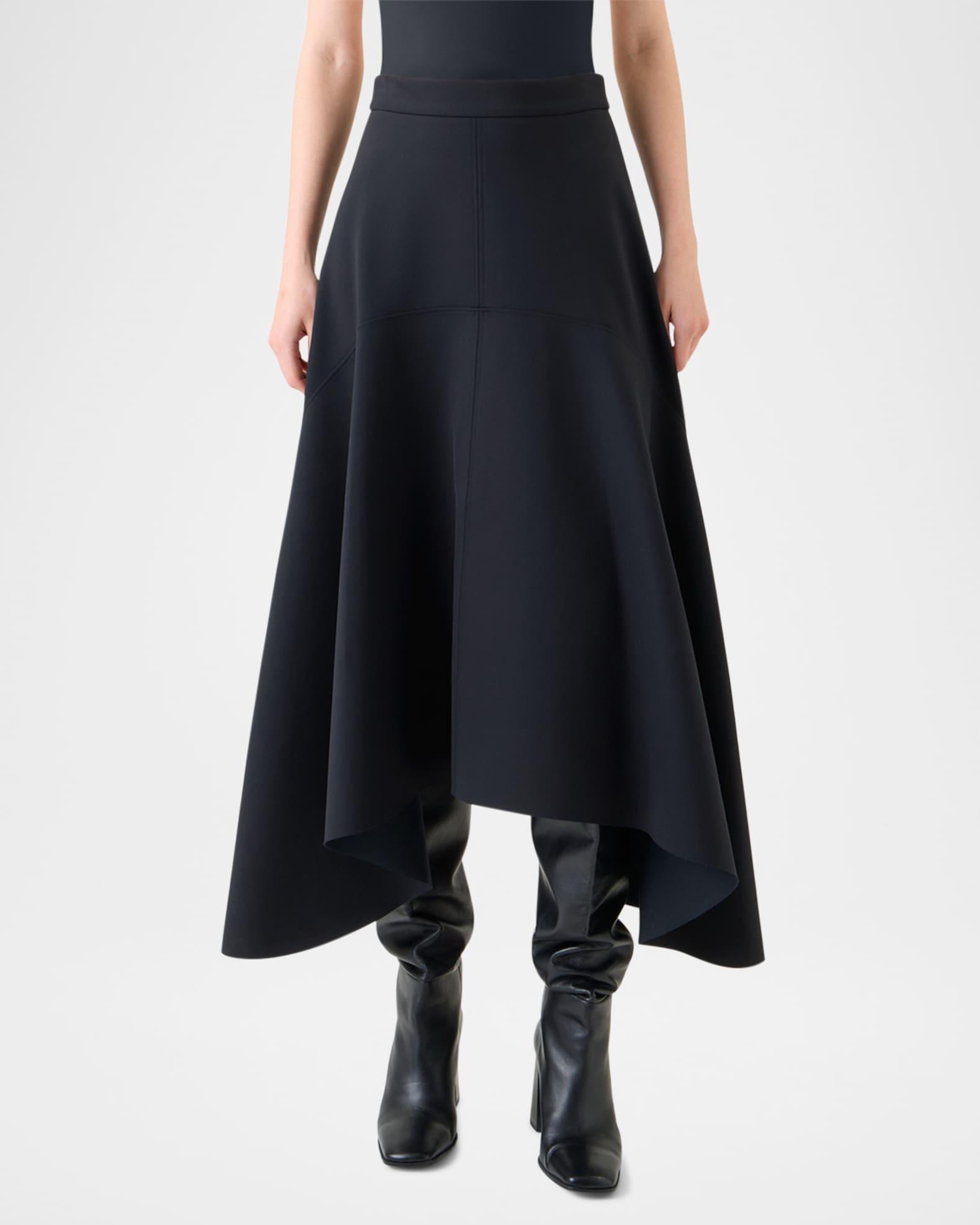 Asymmetrical Neoprene Midi Skirt  Product Image