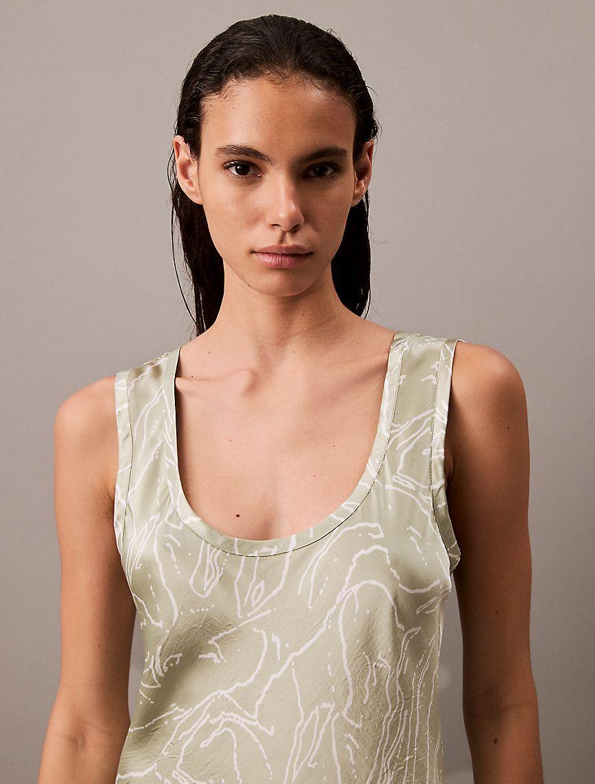 Crushed Satin Print Midi Dress Product Image