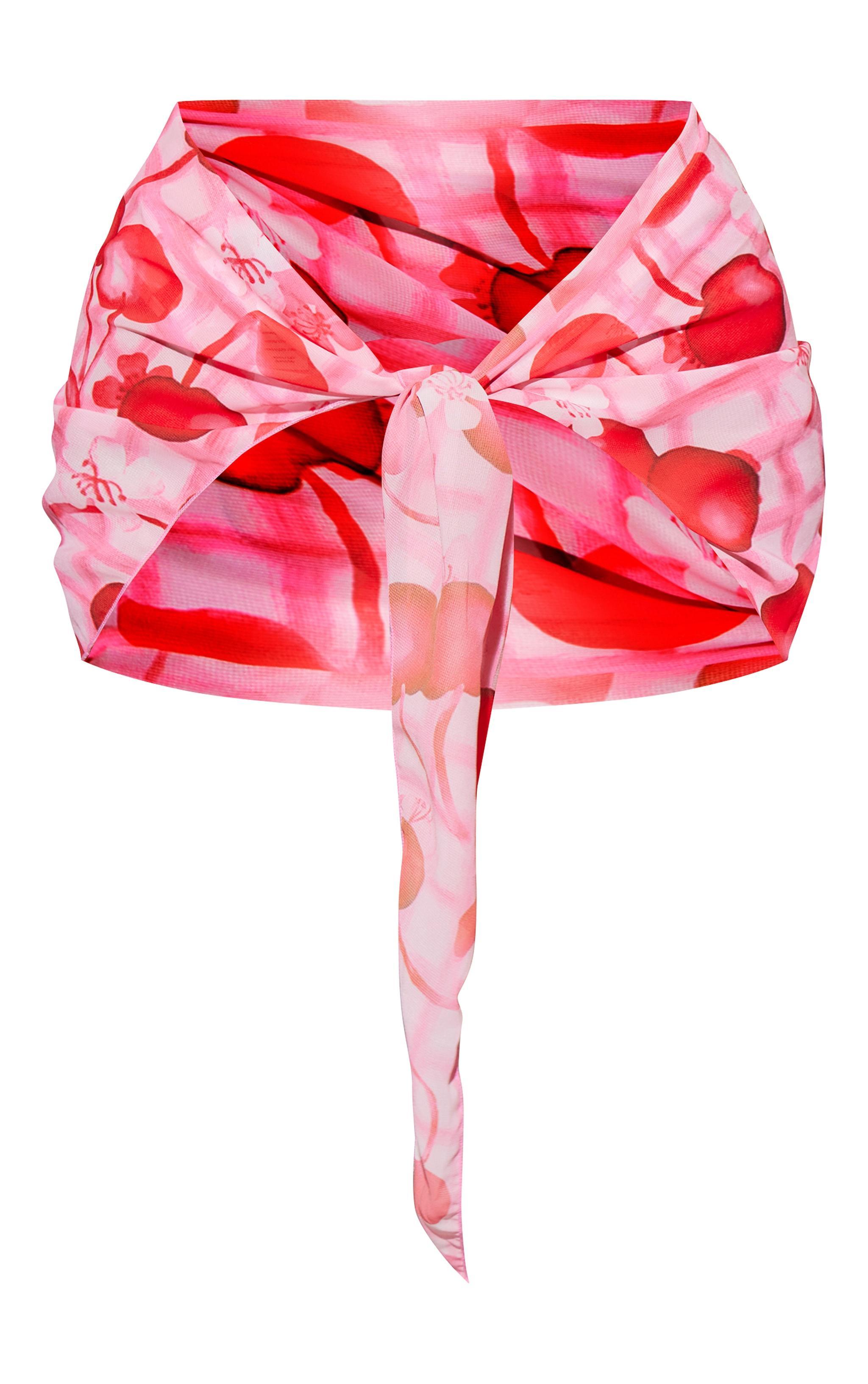 Pink Cherry Print One Beach Sarong Product Image