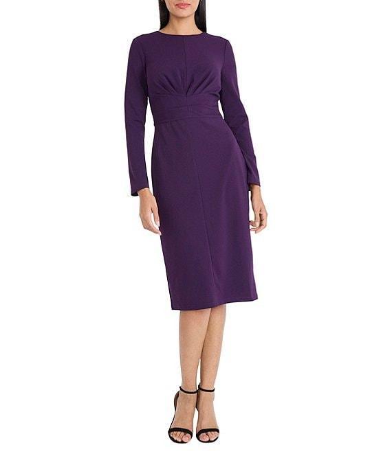 Maggy London Stretch Crew Neck Long Sleeve Dress Product Image