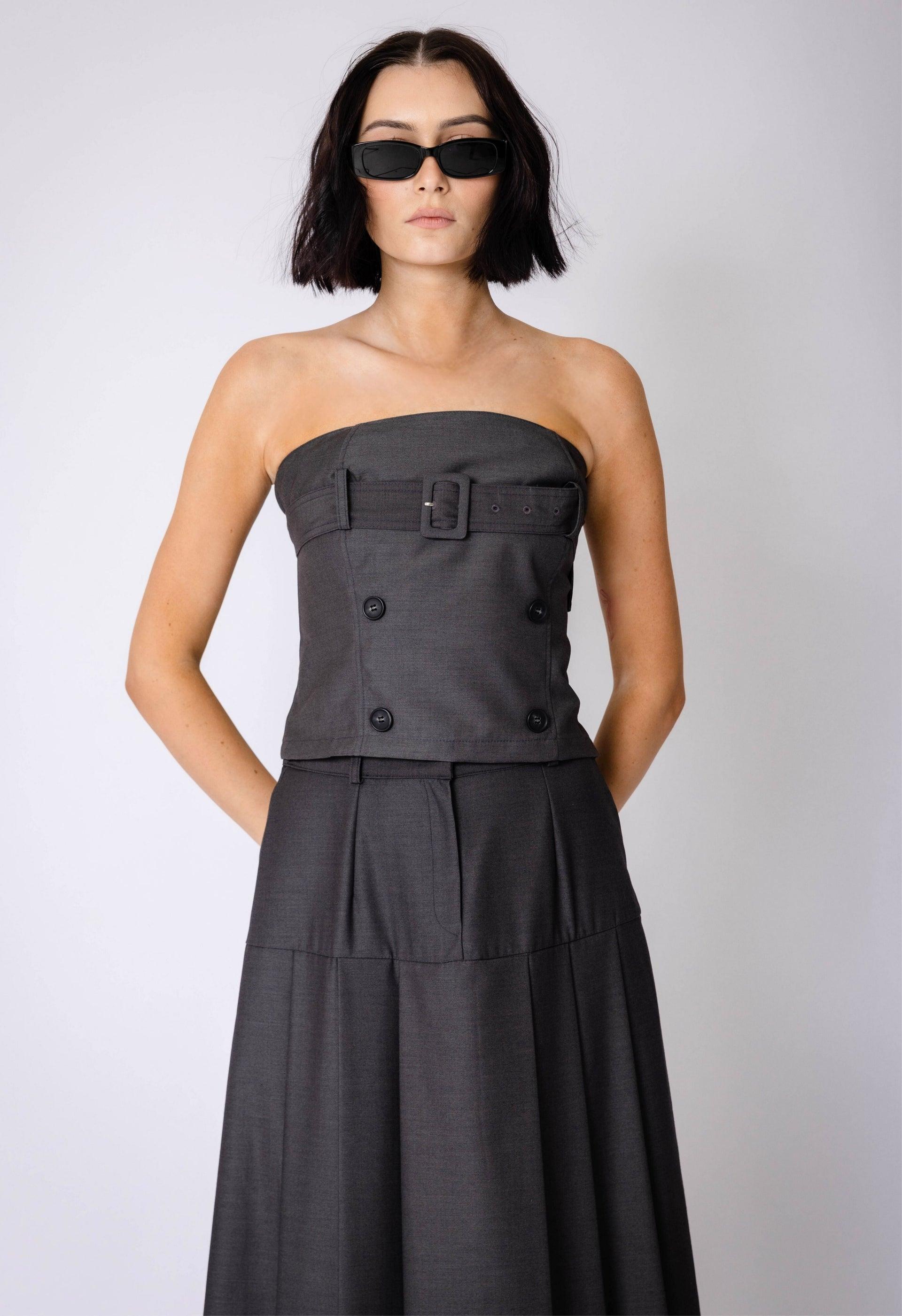 Heritage Bustier Top In Charcoal Product Image