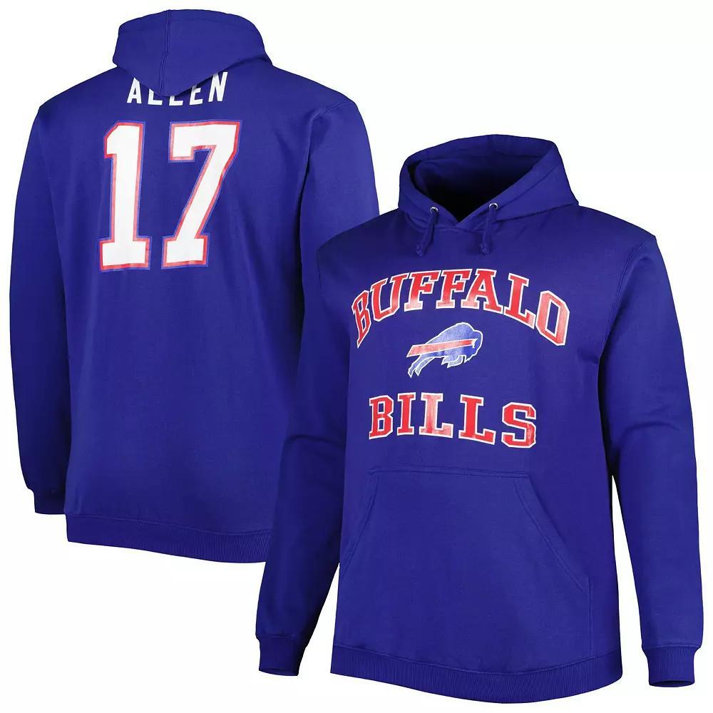Men's Josh Allen Royal Buffalo Bills Big & Tall Fleece Name & Number Pullover Hoodie, Size: 4XLT, Blue Product Image