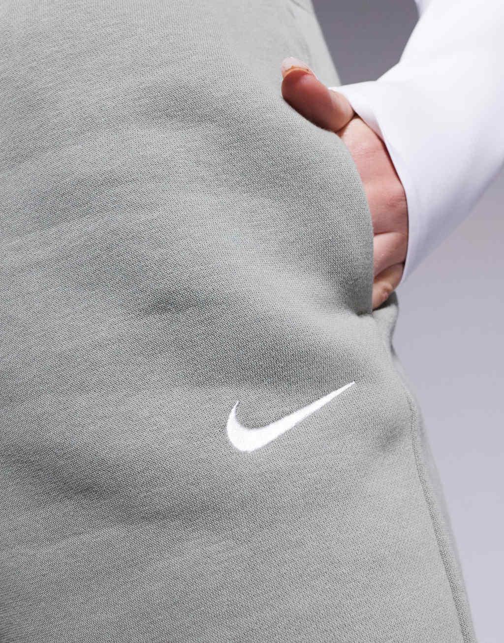 Nike Phoenix Fleece high-waisted wide leg sweatpants in khaki Product Image