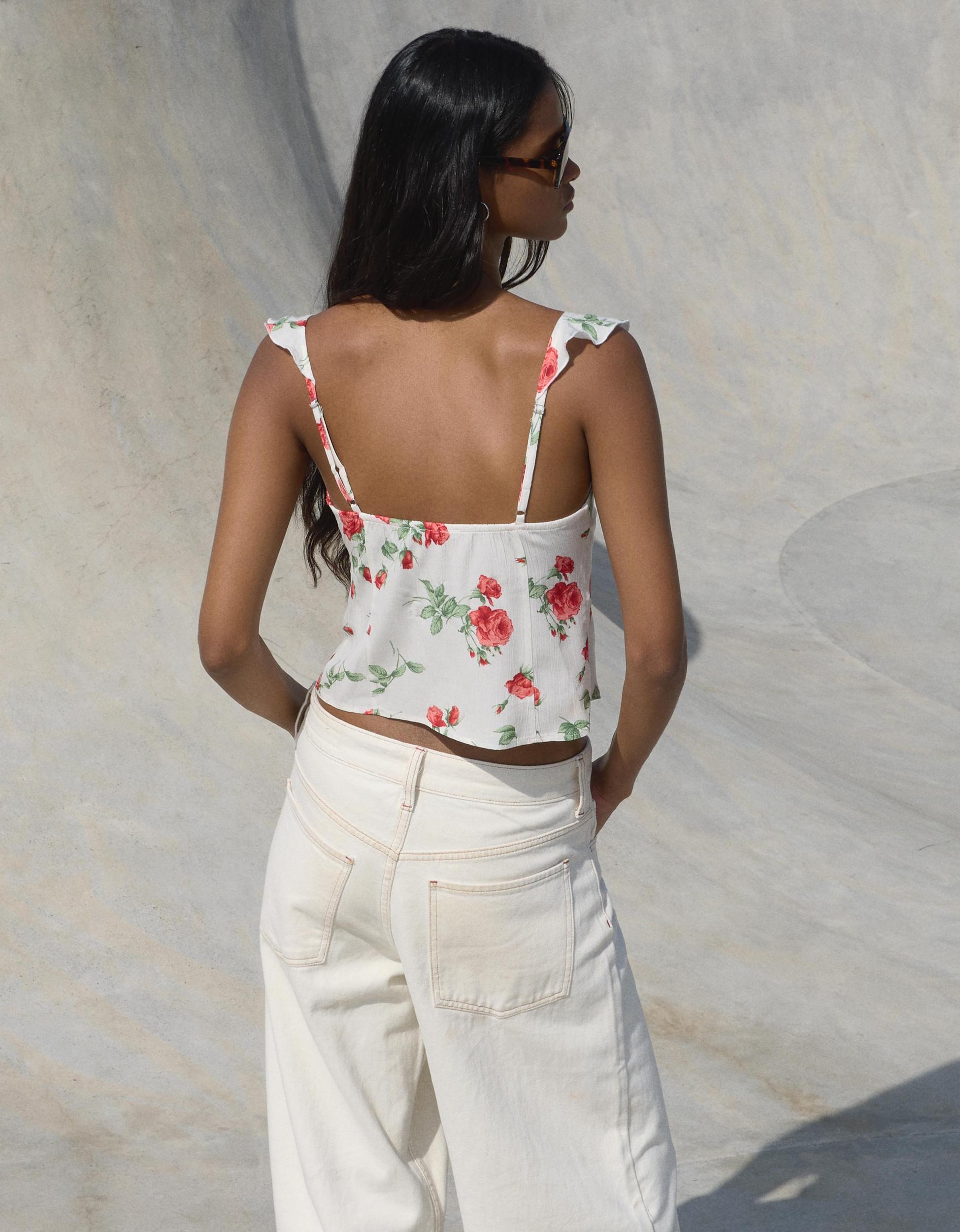 Textured printed strappy top Product Image