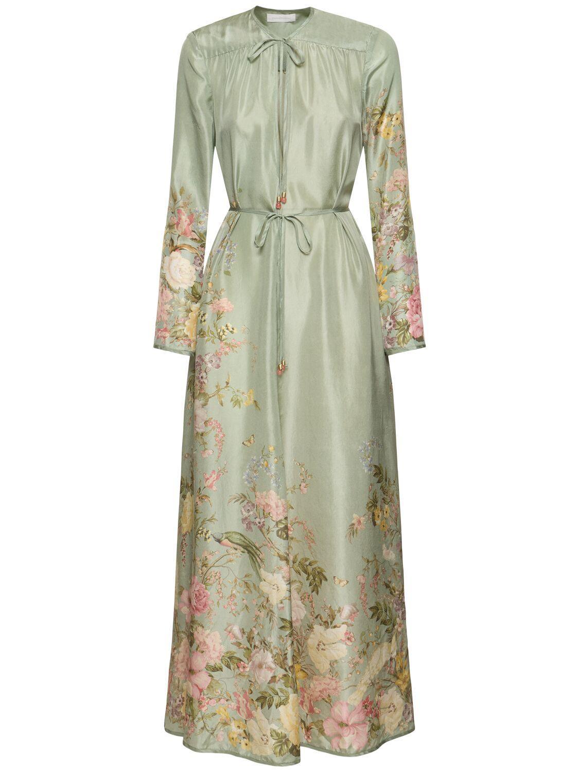 ZIMMERMANN Womens Sage Floral Waverly Silk Maxi Dress Product Image