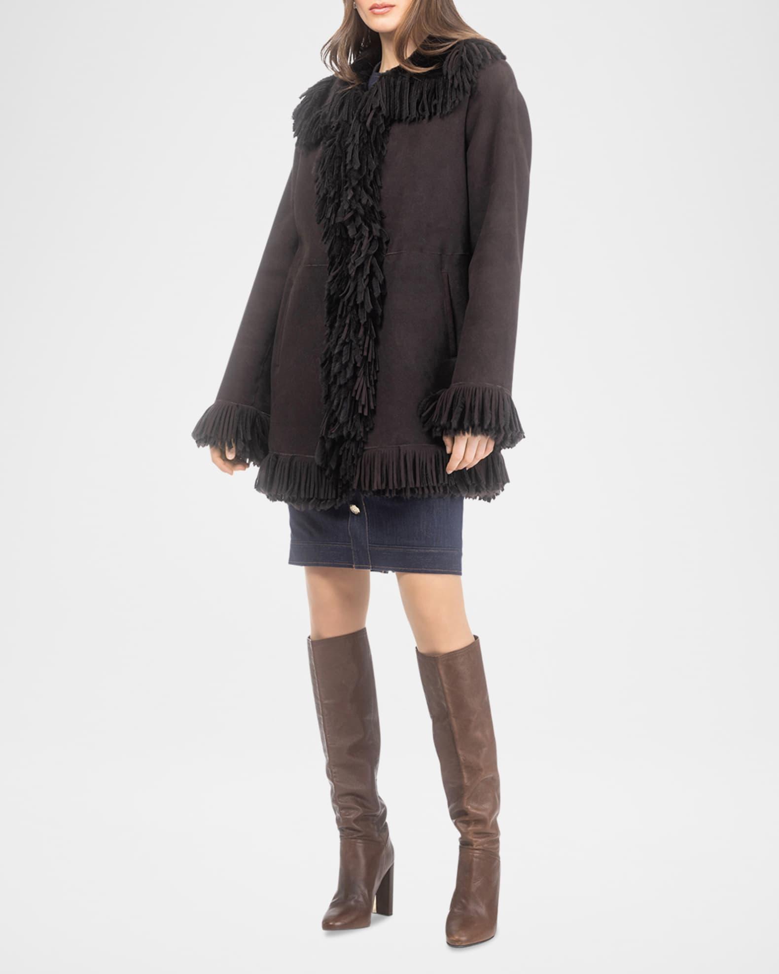 Merino Shearling Lamb Jacket With Fringes Product Image