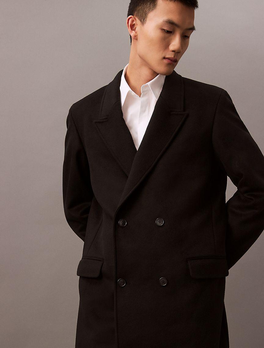 Double-Breasted Brushed Wool Blend Coat Product Image