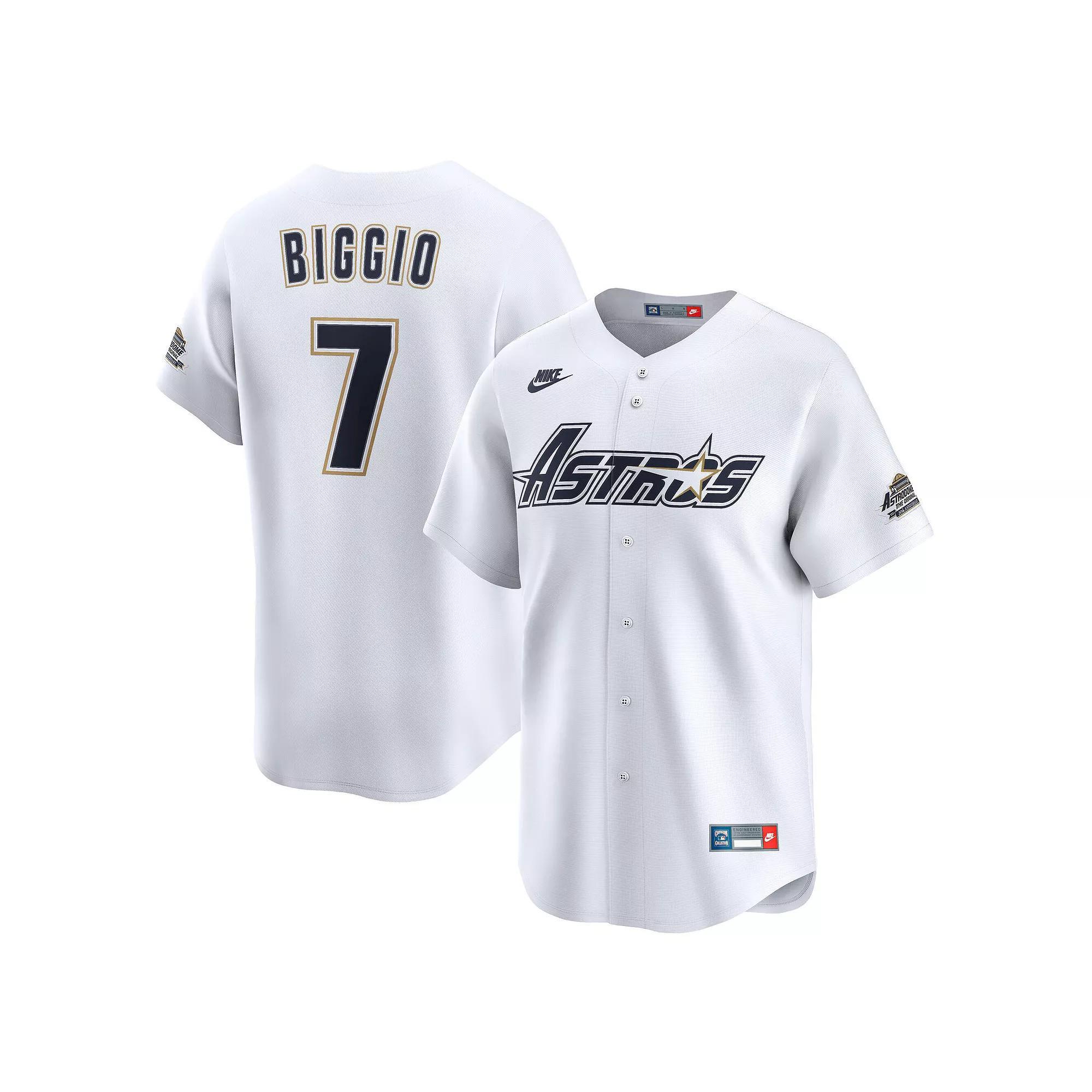 Men's Nike Craig Biggio White Houston Astros Throwback Cooperstown Collection Limited Jersey,  Product Image