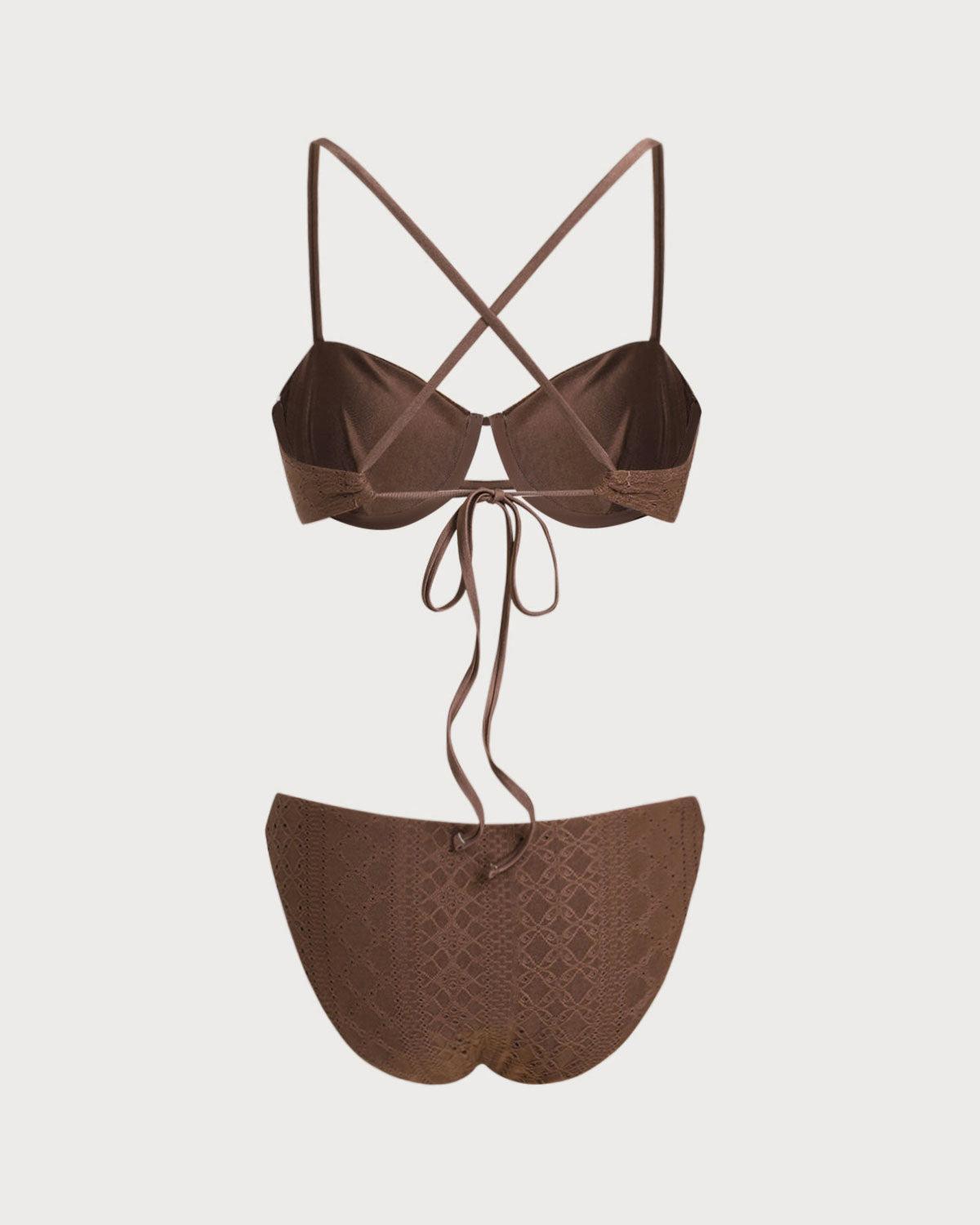 Brown Textured Underwire Bikini Set Product Image