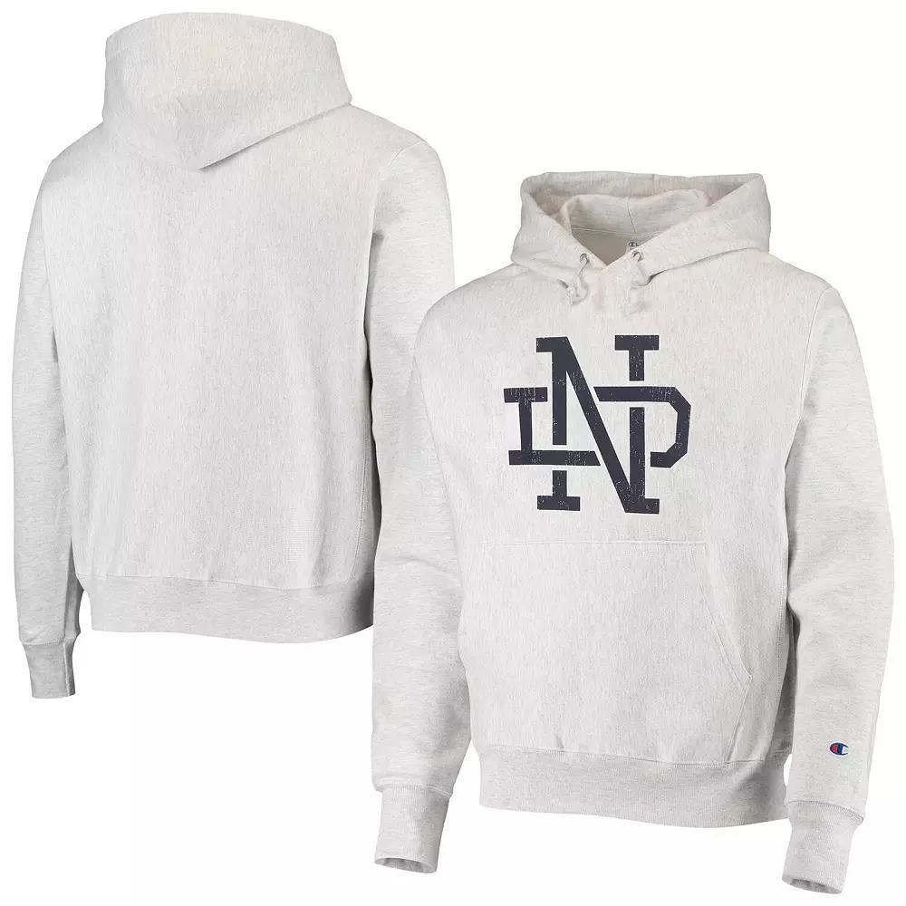 Men's Champion Heathered Gray Notre Dame Fighting Irish Team Vault Logo Reverse Weave Pullover Hoodie,  Product Image