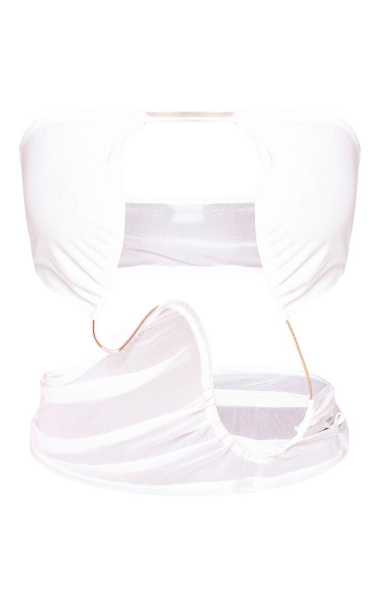 White Mesh Wiring Detail Crop Top Product Image