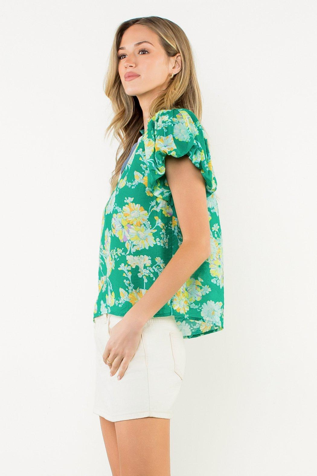 Short sleeve flower print top Product Image
