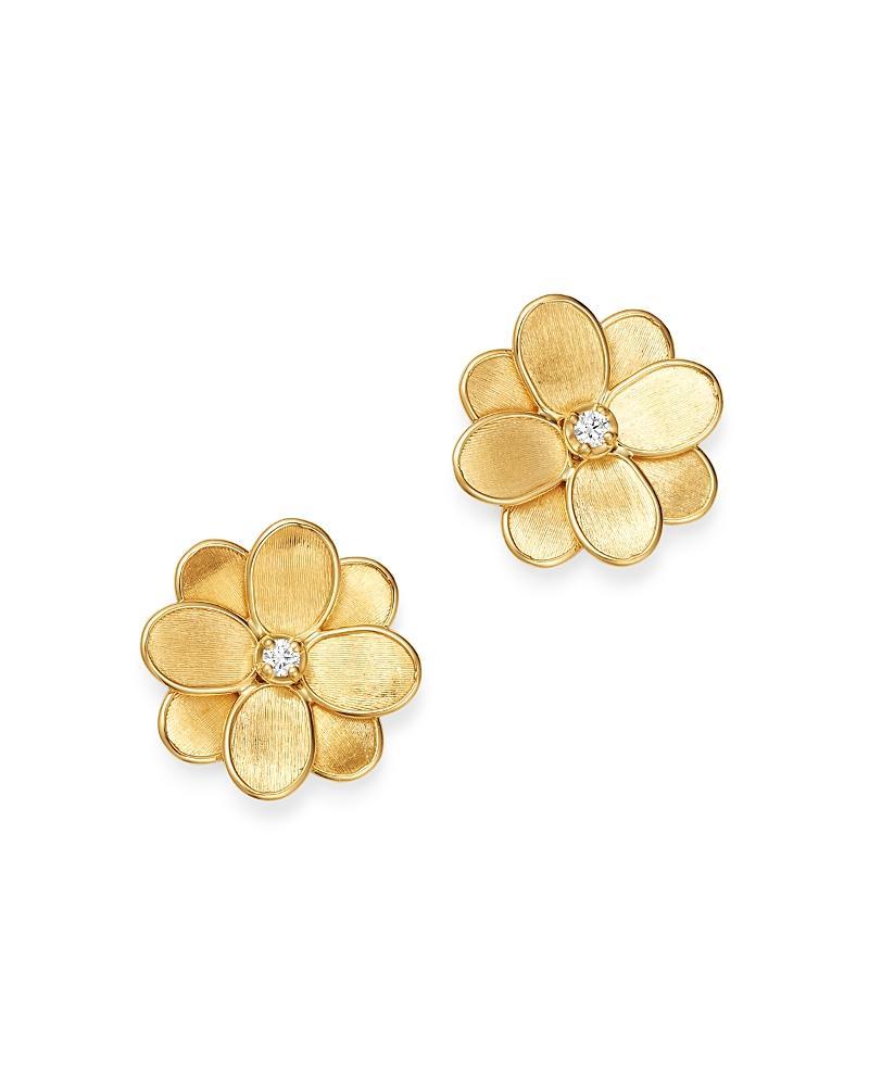 Womens Petali 18K Yellow Gold & Diamond Flower Stud Earrings Product Image