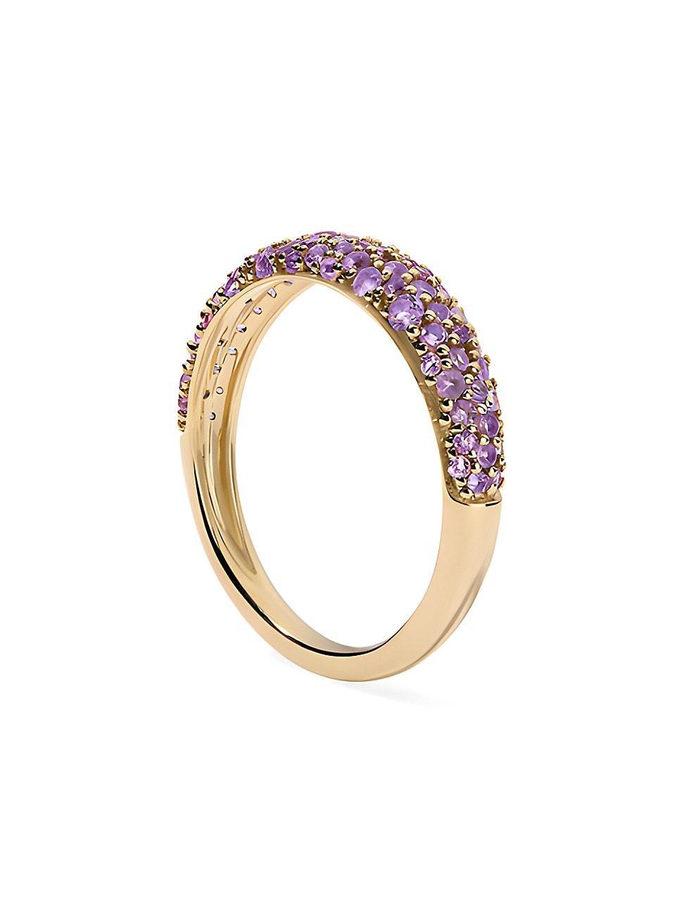 Womens 14K Yellow Gold & Amethyst Pav Ring Product Image