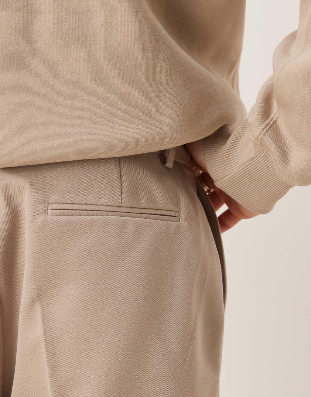 ASOS DESIGN smart oversized tapered pants with front pleat in stone Product Image