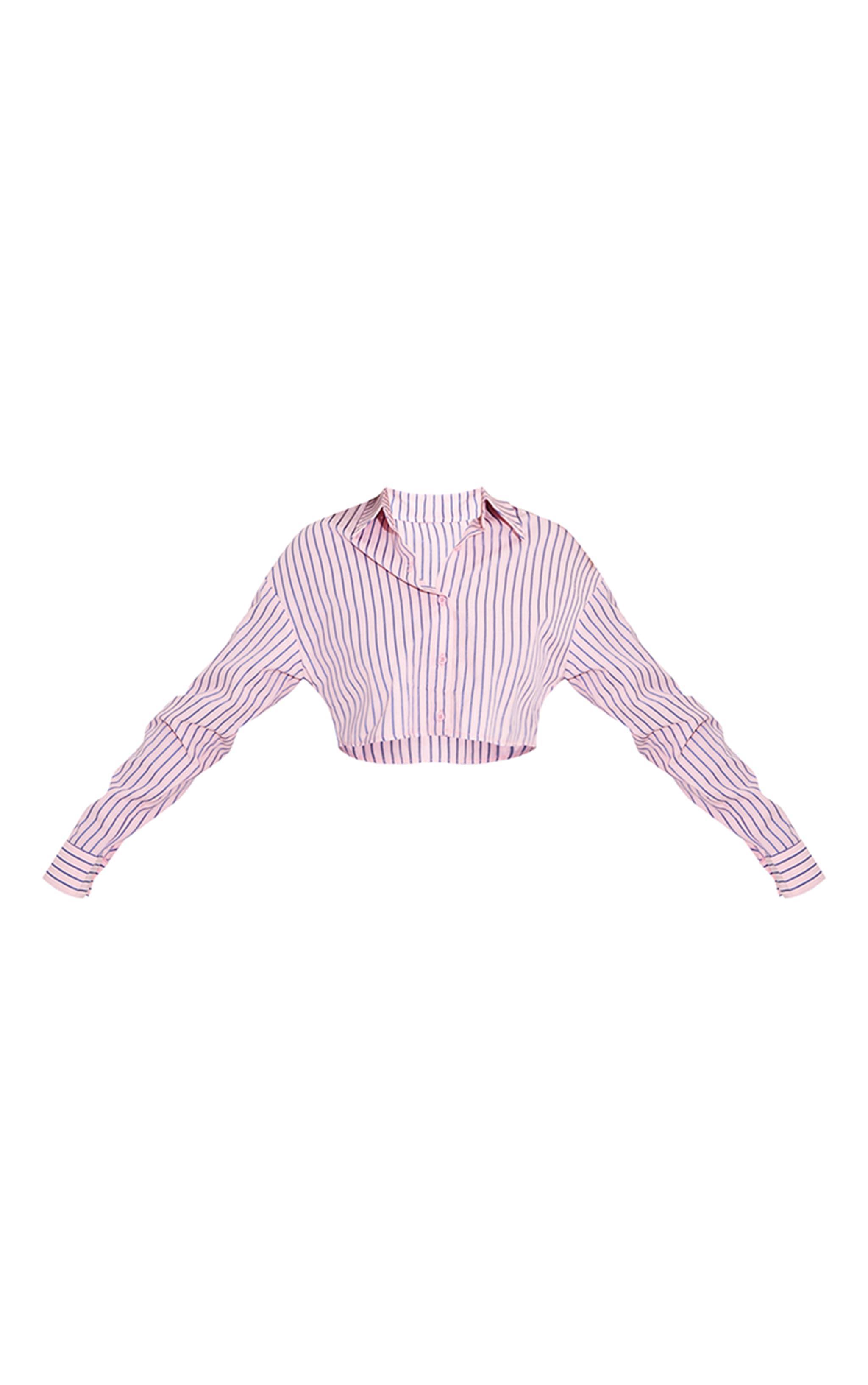 Pink Cropped Striped Shirt Product Image