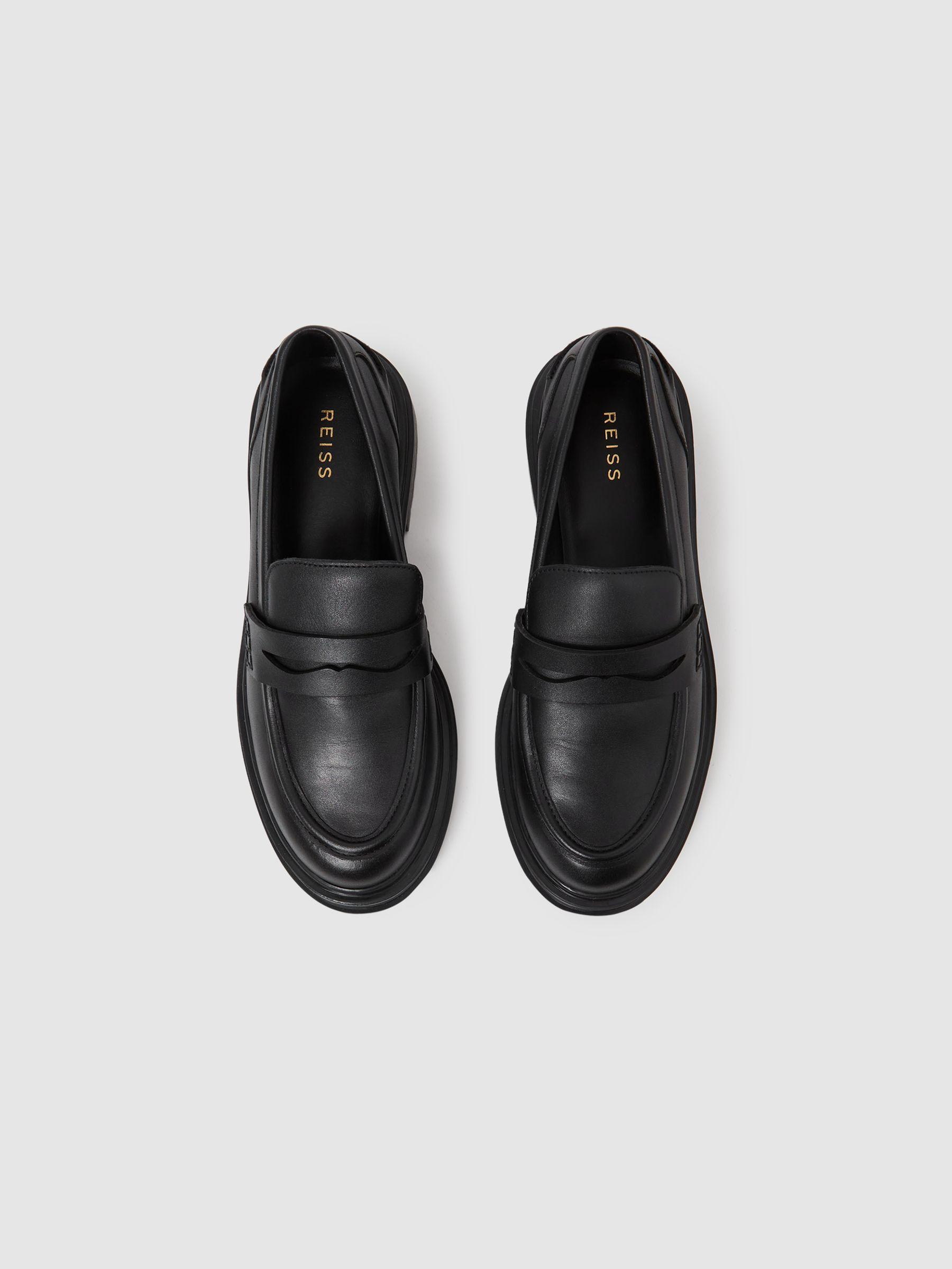 Leather Chunky Cleated Loafers in Black Product Image
