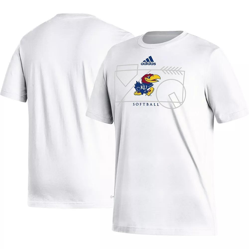 Men's adidas White Kansas Jayhawks Locker Lines Softball Fresh T-Shirt,  Product Image