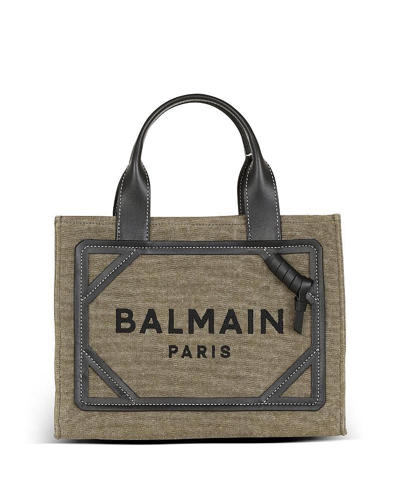 Balmain Womens B-Army Small Tote Bag in Canvas and Leather Product Image