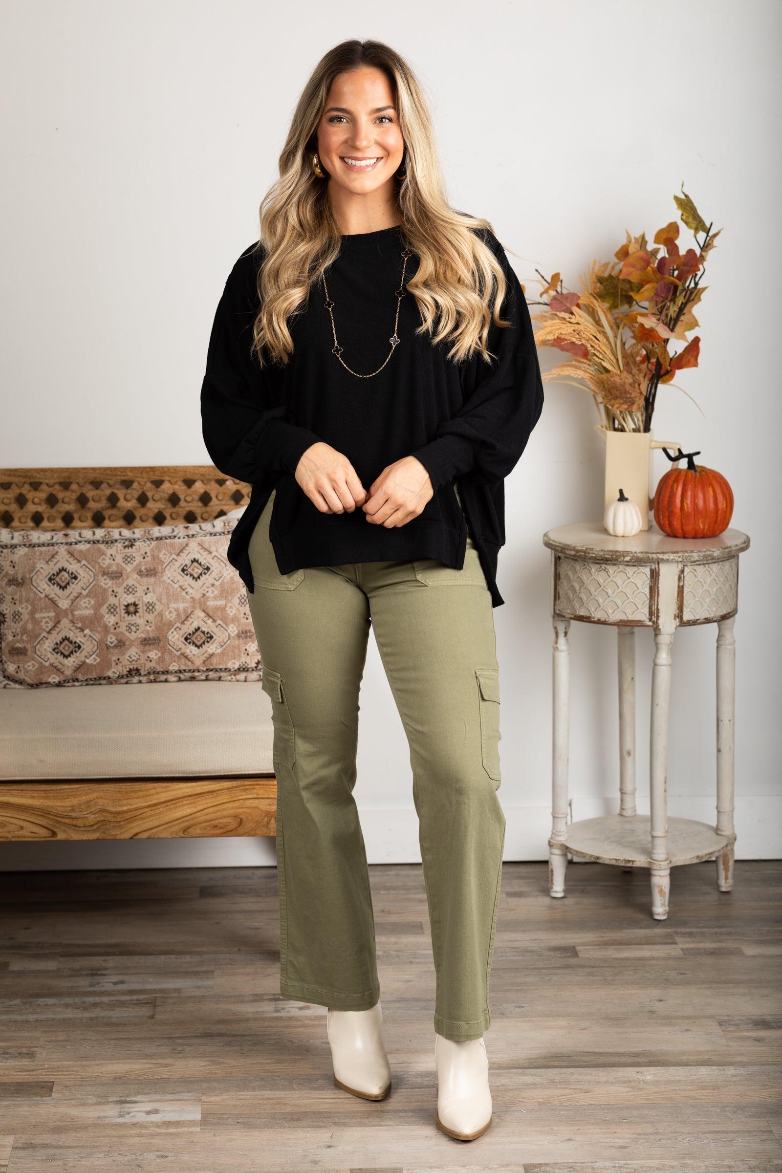 Pieced Oversized Crepe Hacci Knit Top Product Image