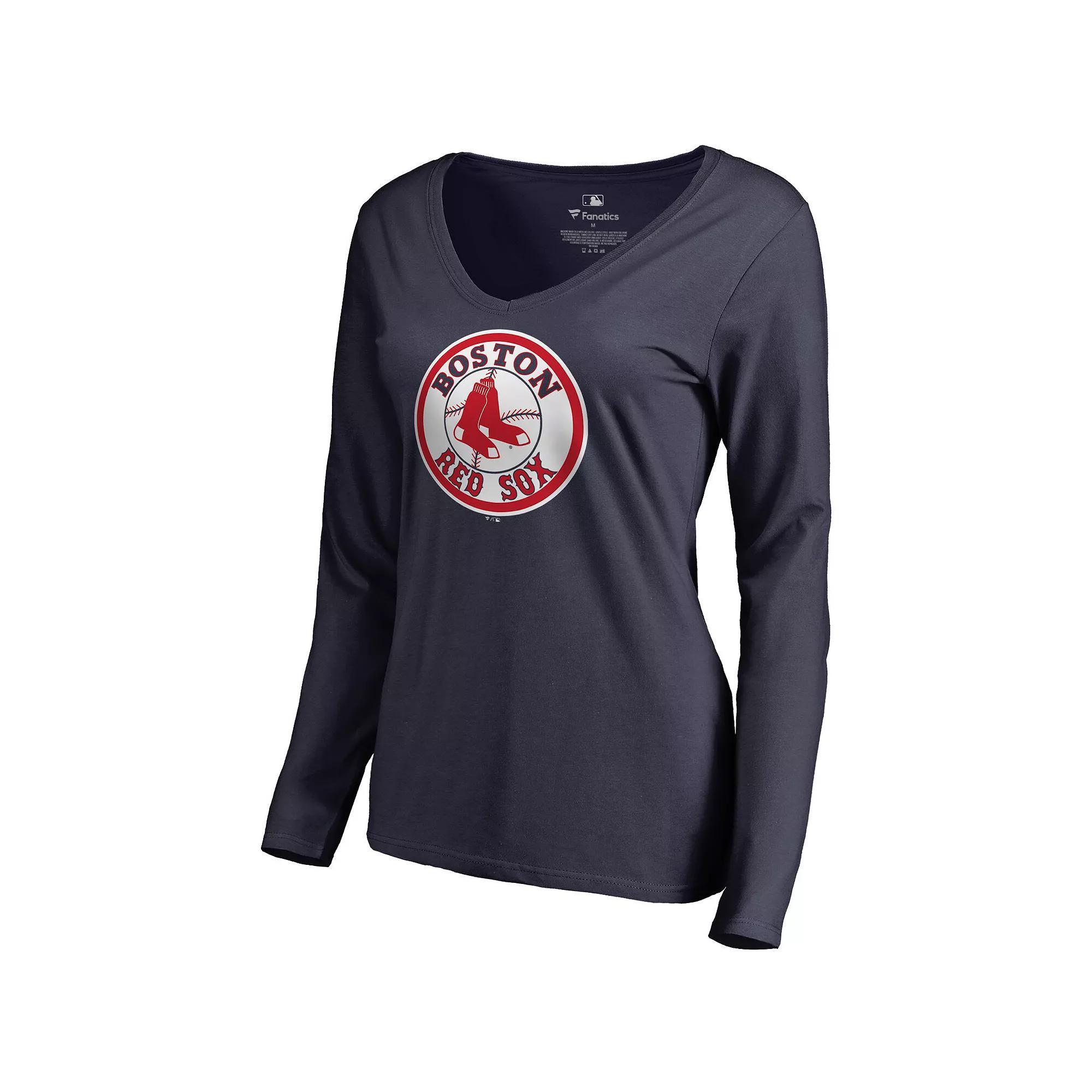Women's Fanatics Branded Navy Boston Red Sox Cooperstown Collection Forbes Long Sleeve V-Neck T-Shirt, Size: XL, Blue Product Image