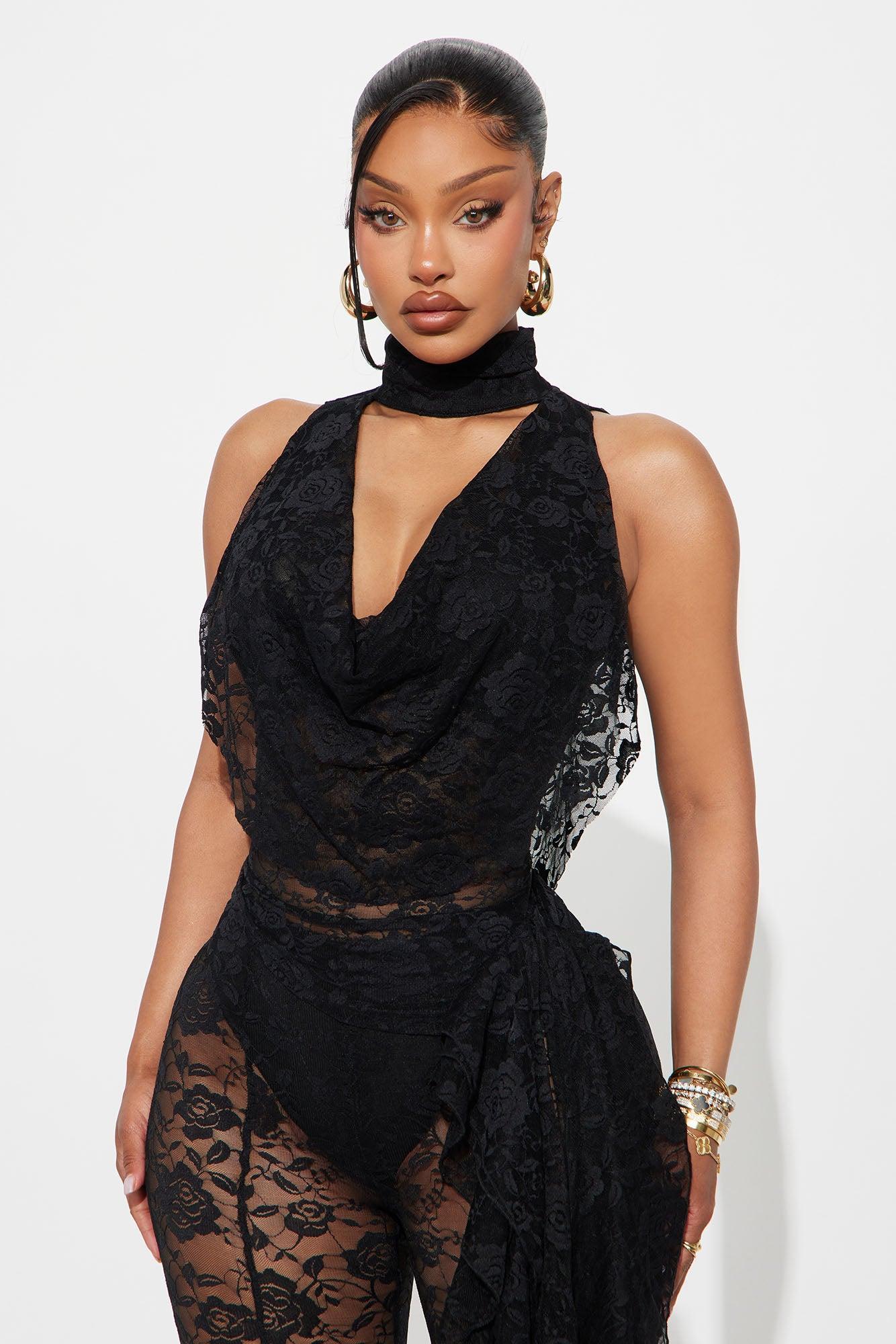 Dangerous Drapes Lace Capri Set - Black Female Product Image