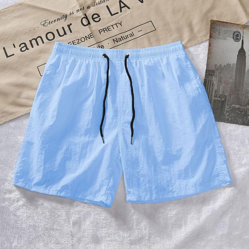 Drawstring Waist Plain Shorts Product Image