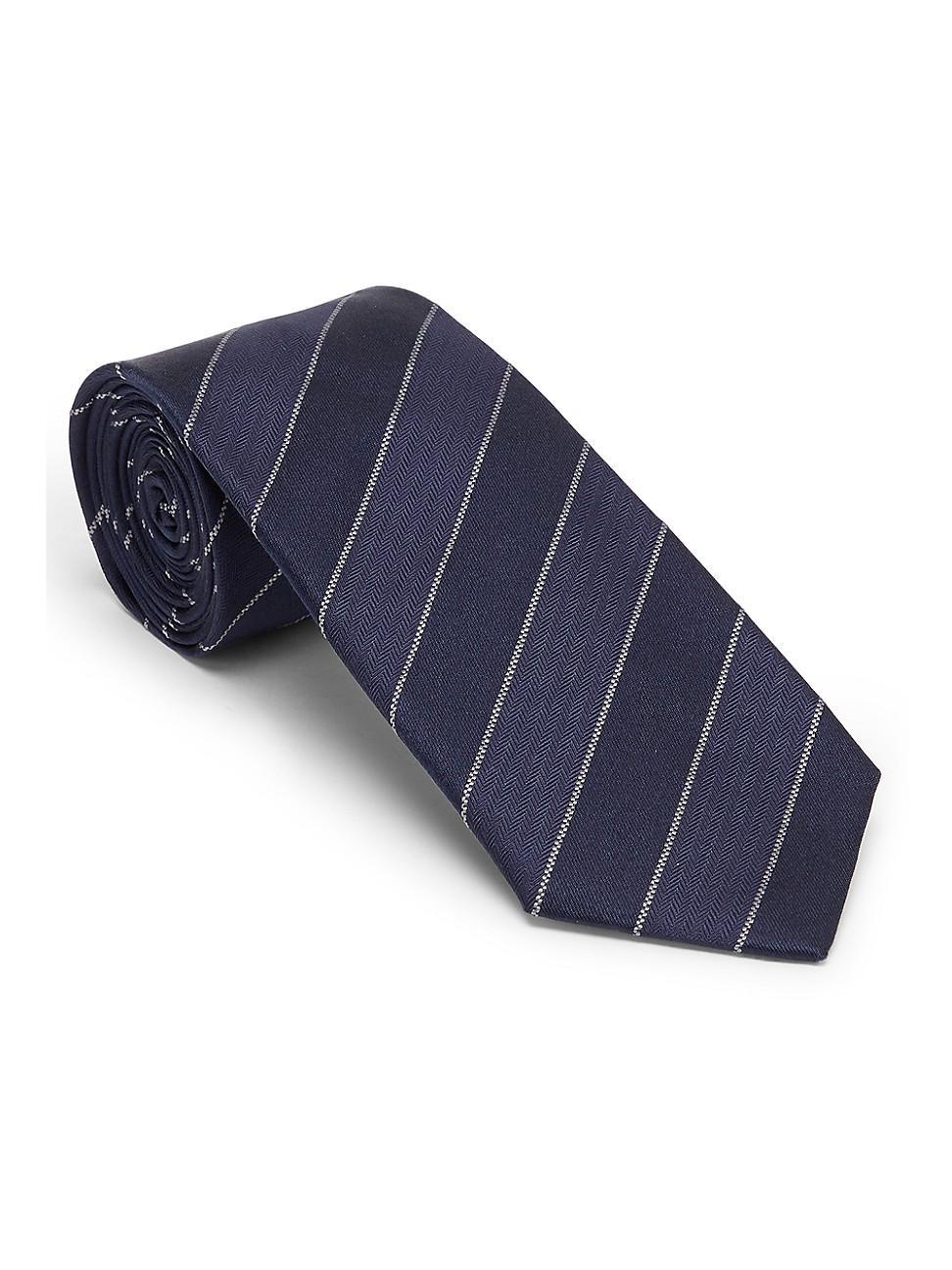 Mens Double Stripe Silk-Cotton Tie Product Image