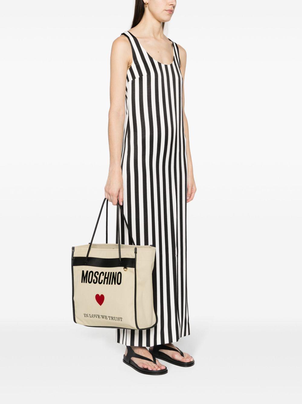 MOSCHINO Logo-print Canvas Tote Bag In Brown Product Image