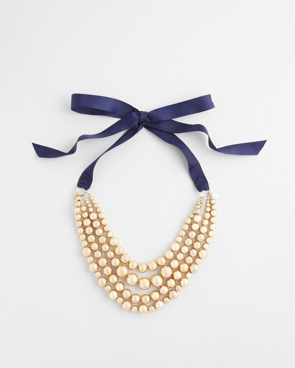 Gold Bead Bib Necklace Product Image