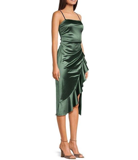 Honey and Rosie Spaghetti Strap Square Neck Ruffle Dress Product Image