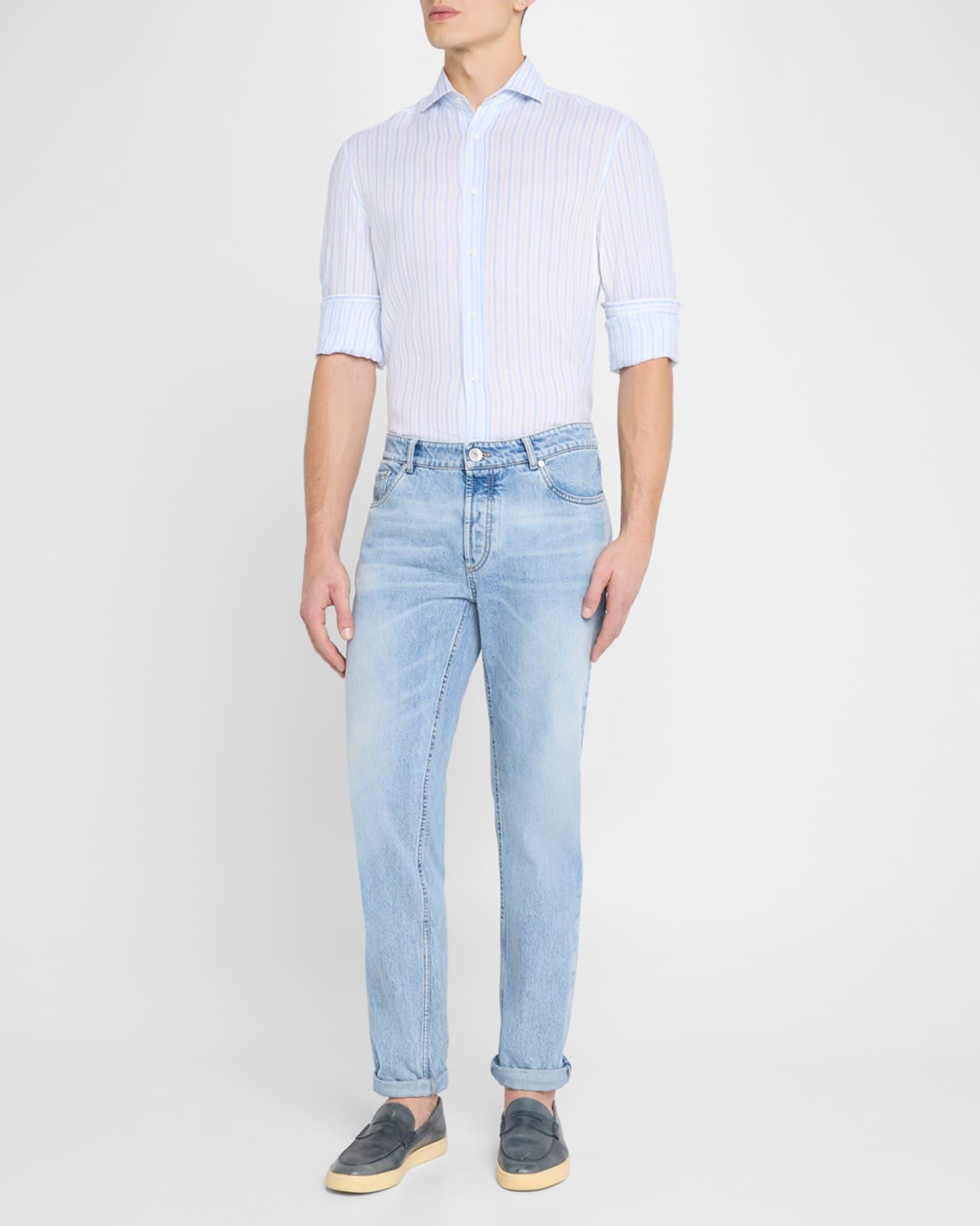 Men's Linen Multi-Stripe Sport Shirt Product Image