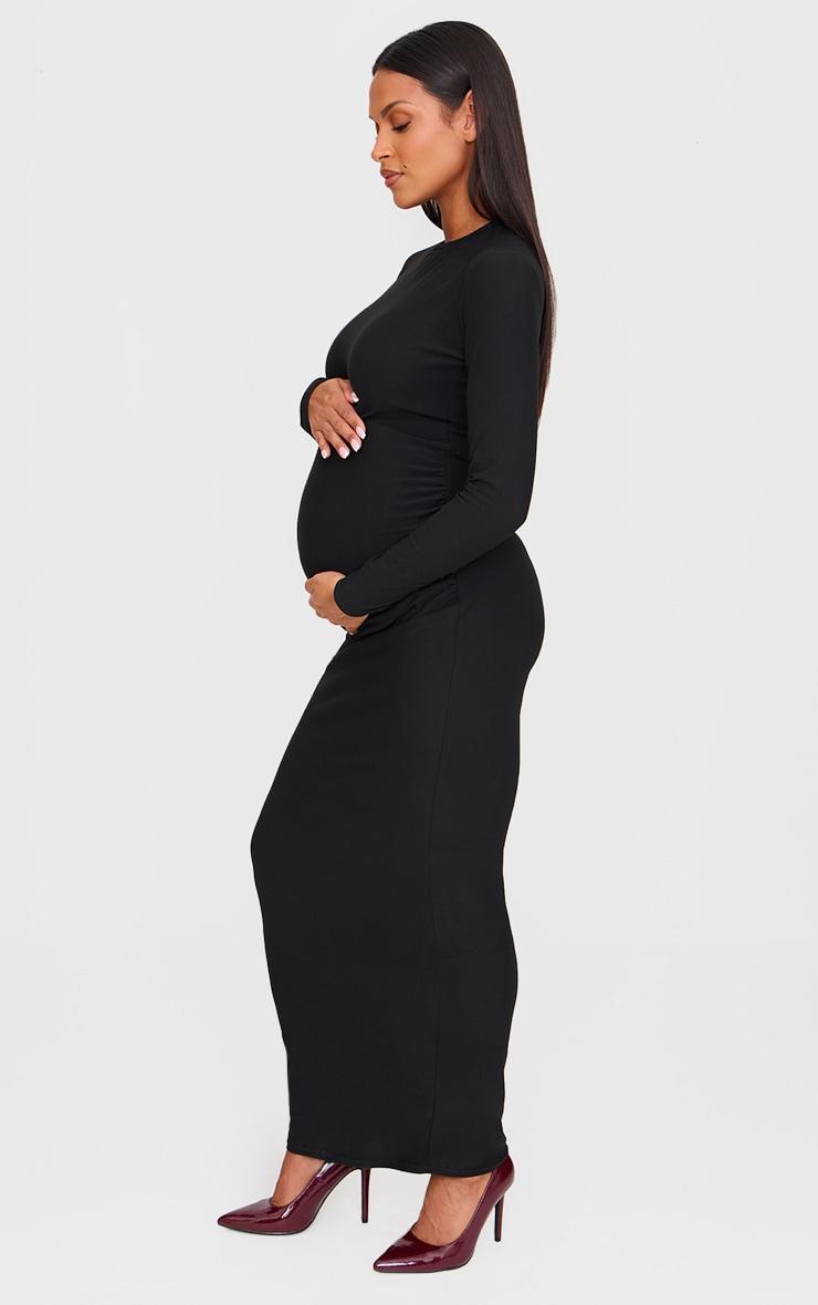 Maternity Black Soft Touch Long Sleeve Maxi Dress Product Image