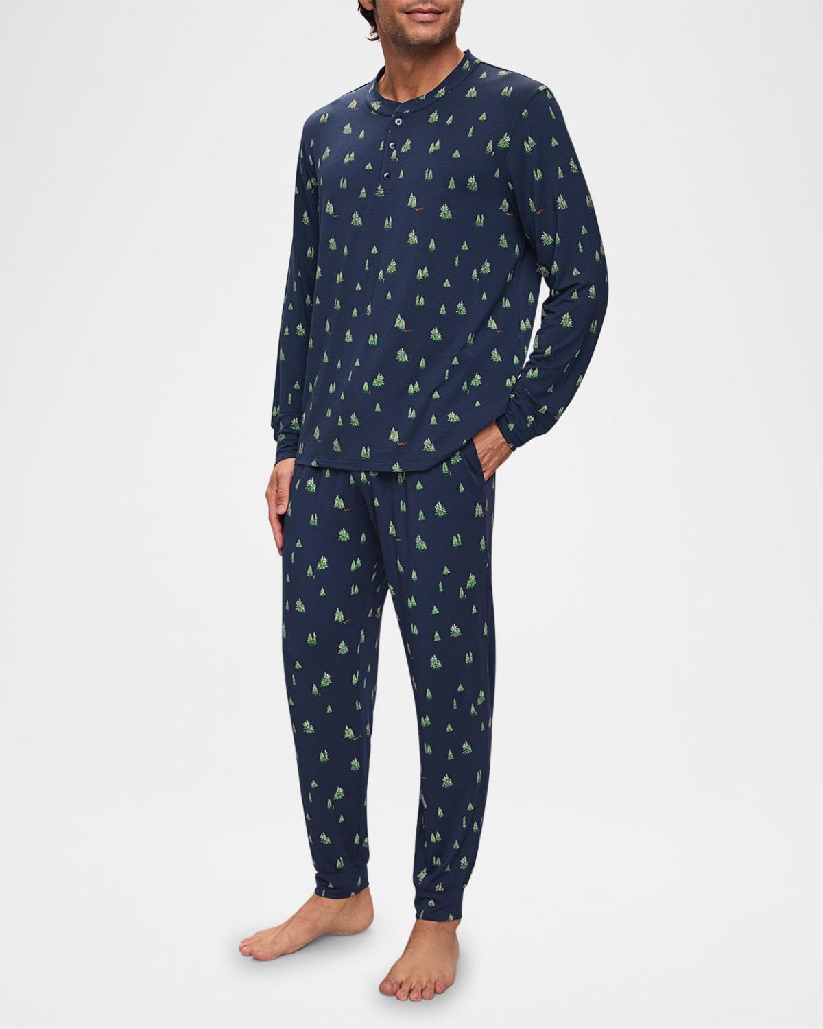 Mens Henry Printed Long-Sleeve Pajama Set Product Image