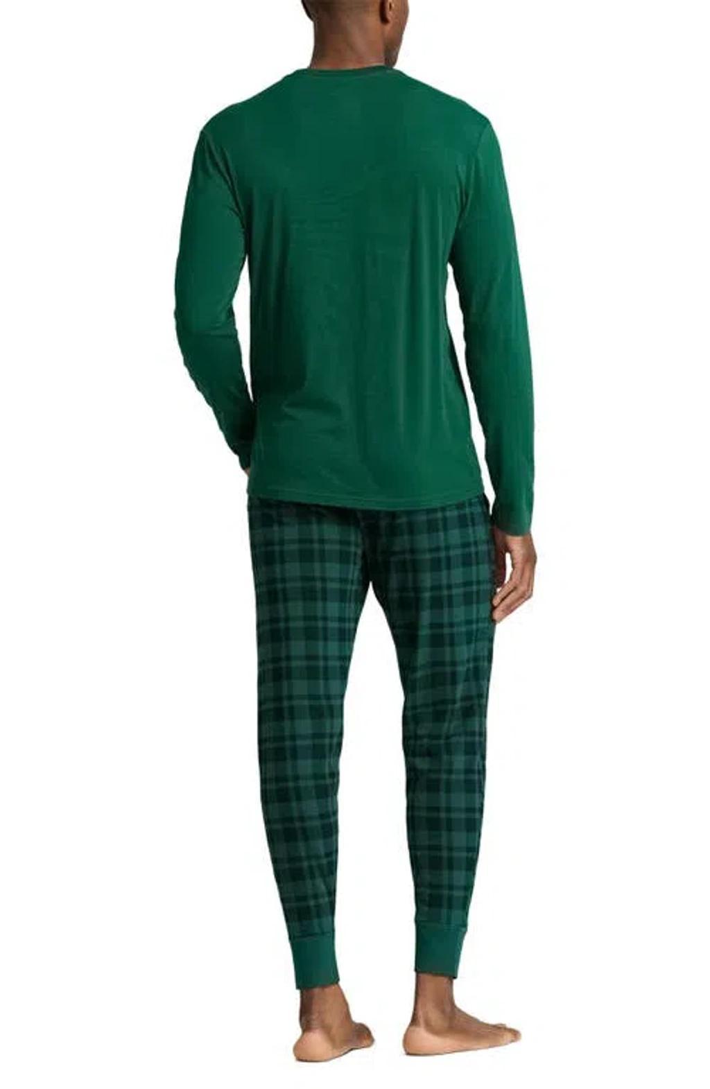 POLO RALPH LAUREN Cotton Blend Jersey Pajamas In Green Multi Product Image