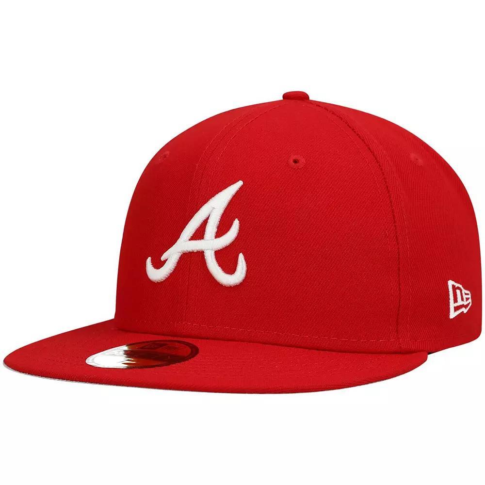 Men's New Era Red Atlanta Braves White Logo 59FIFTY Fitted Hat,  Product Image