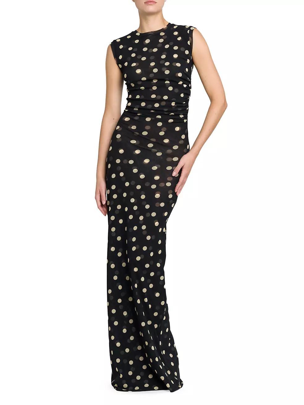 Polka-Dot Jersey Maxi Dress Product Image