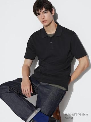 Mens AIRism Cotton Pique Polo Shirt Black XS UNIQLO US Product Image