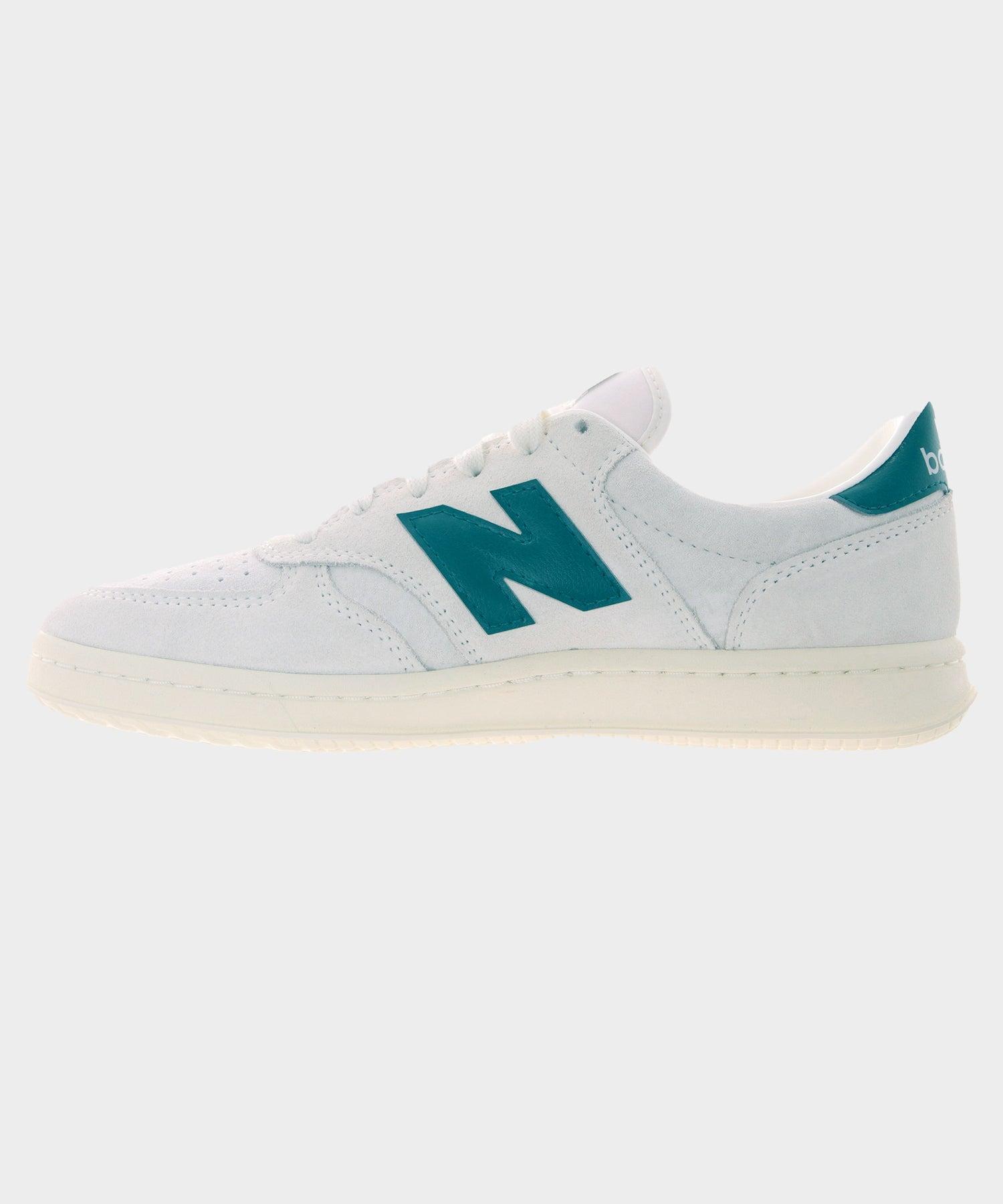 New Balance T500 Court in White + Green Product Image