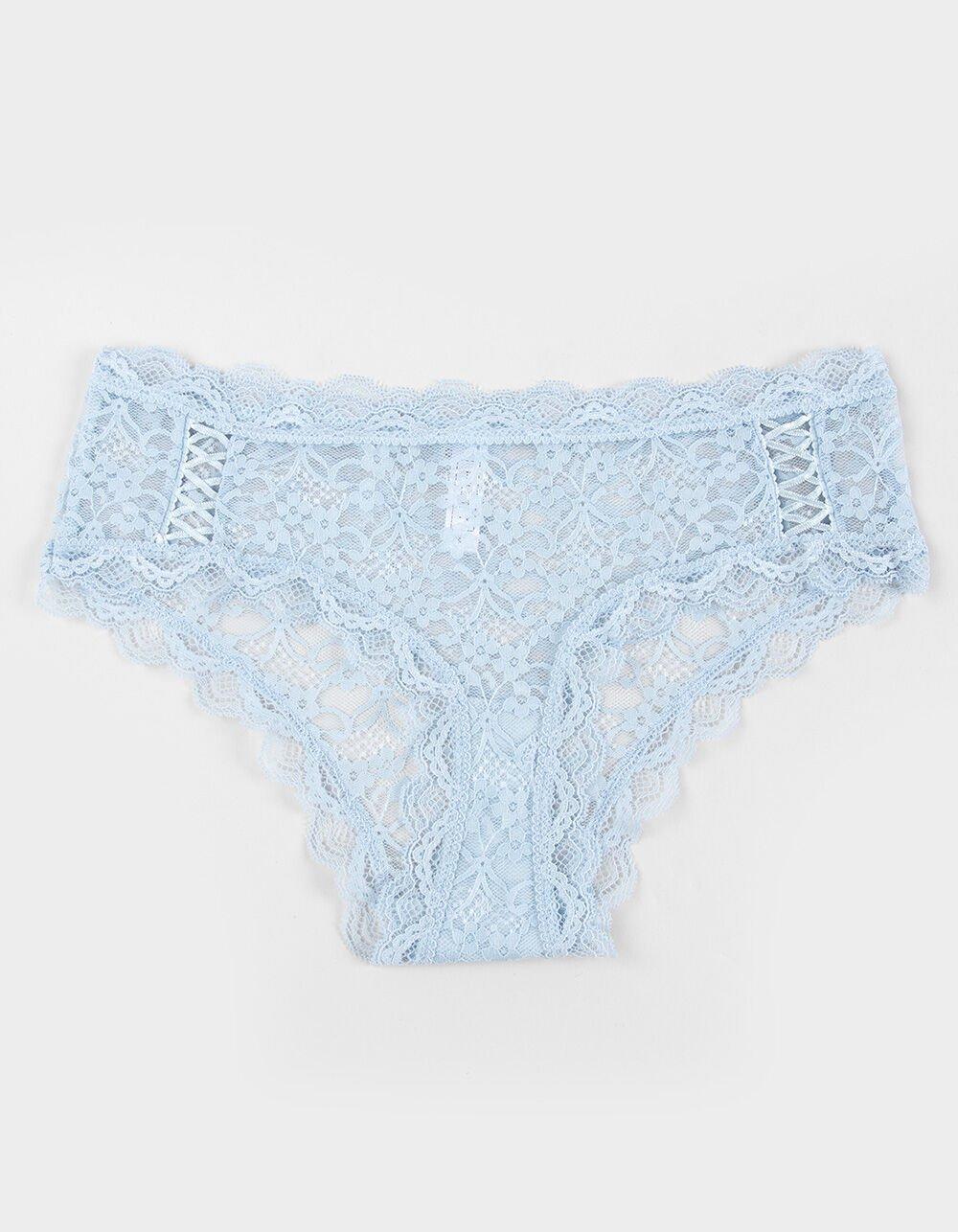 FULL TILT Allover Lace Up Hipster Panties - LIGHT BLUE Product Image