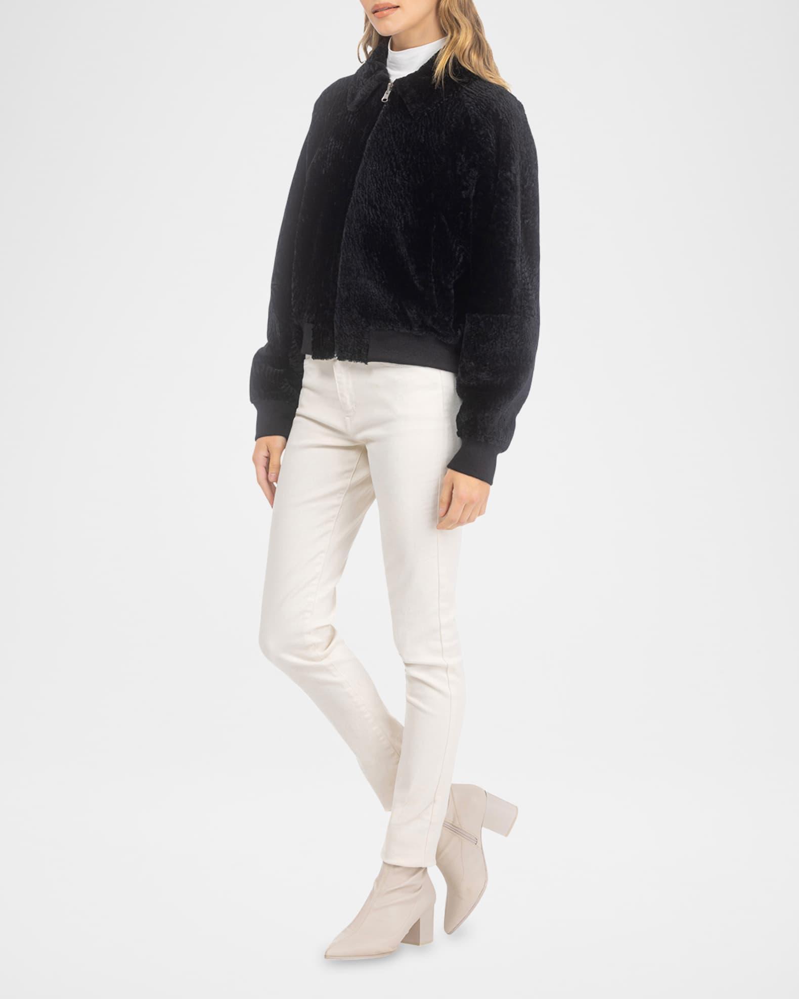 Reversible Textured Lamb Shearling Zip Jacket Product Image