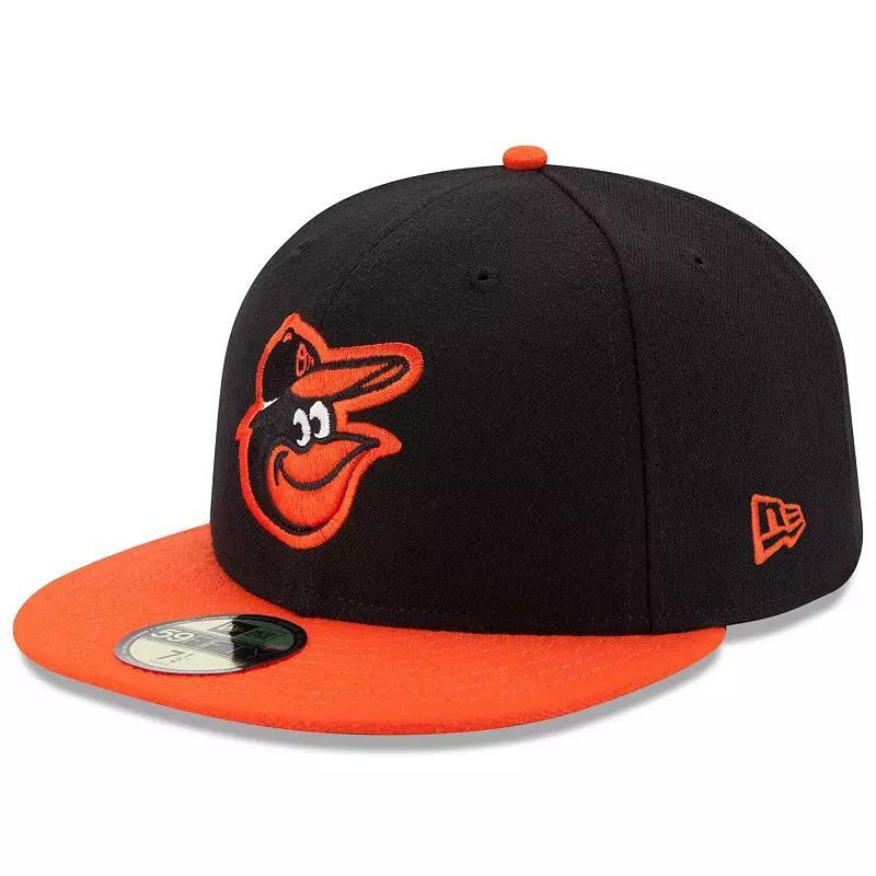 Mens New Era /Orange Baltimore Orioles Road Authentic Collection On-Field 59FIFTY Fitted Hat Product Image