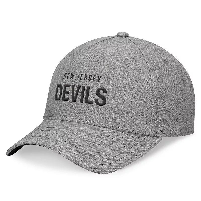 Mens Fanatics Heather Gray New Jersey Devils Elements A-Frame Leather Strapback Hat Product Image